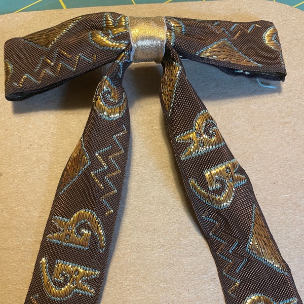 Vintage Western Tie - Clip On Brown Ribbon Cowboy