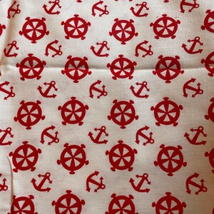 Smooth Sailing - Vintage Fabric Whimsical Novelty Deadstock Nautical Boats Anchors