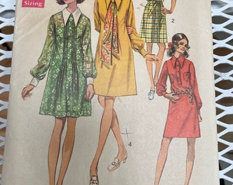 Simplicity 8656 Vintage Pattern - Size 12 Bust 34 60s Dress Shirt