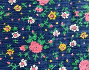 Mod Pink Floral- Vintage Fabric Bright Flowers Whimsical New Old Stock