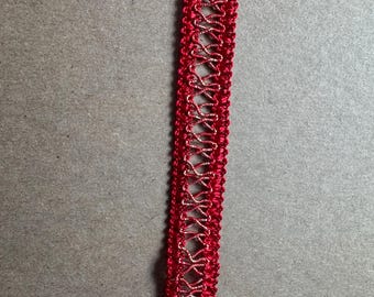 Red and Gold Metallic - 3 yards Vintage Trim New Old Stock Edging Gimp Braid Holiday Christmas