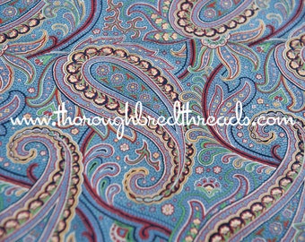 Colorful Blue Paisley - Vintage Fabric  38 in wide 50s 60s New Old Stock