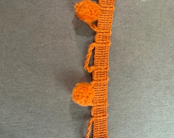 3 yards Orange  -  Mod Vintage Pom Poms Ball Fringe 70s New Old Stock