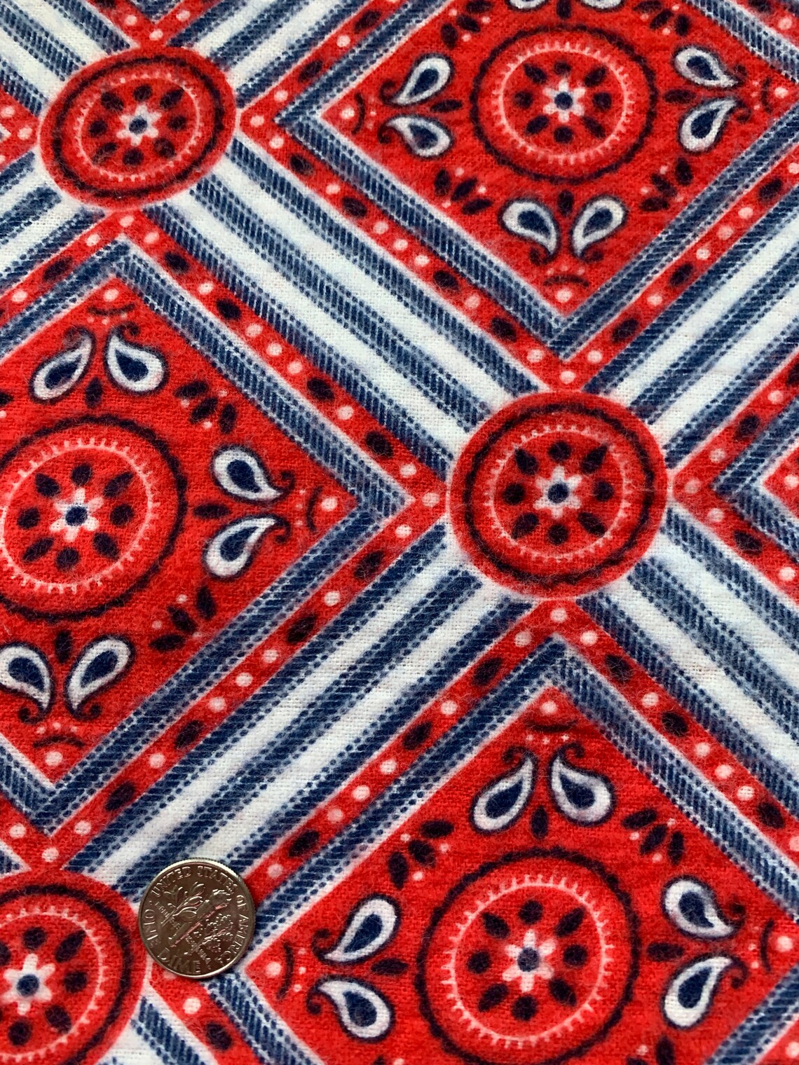 Fun Bandana Vintage Fabric Flannel Brushed Cotton Western Etsy