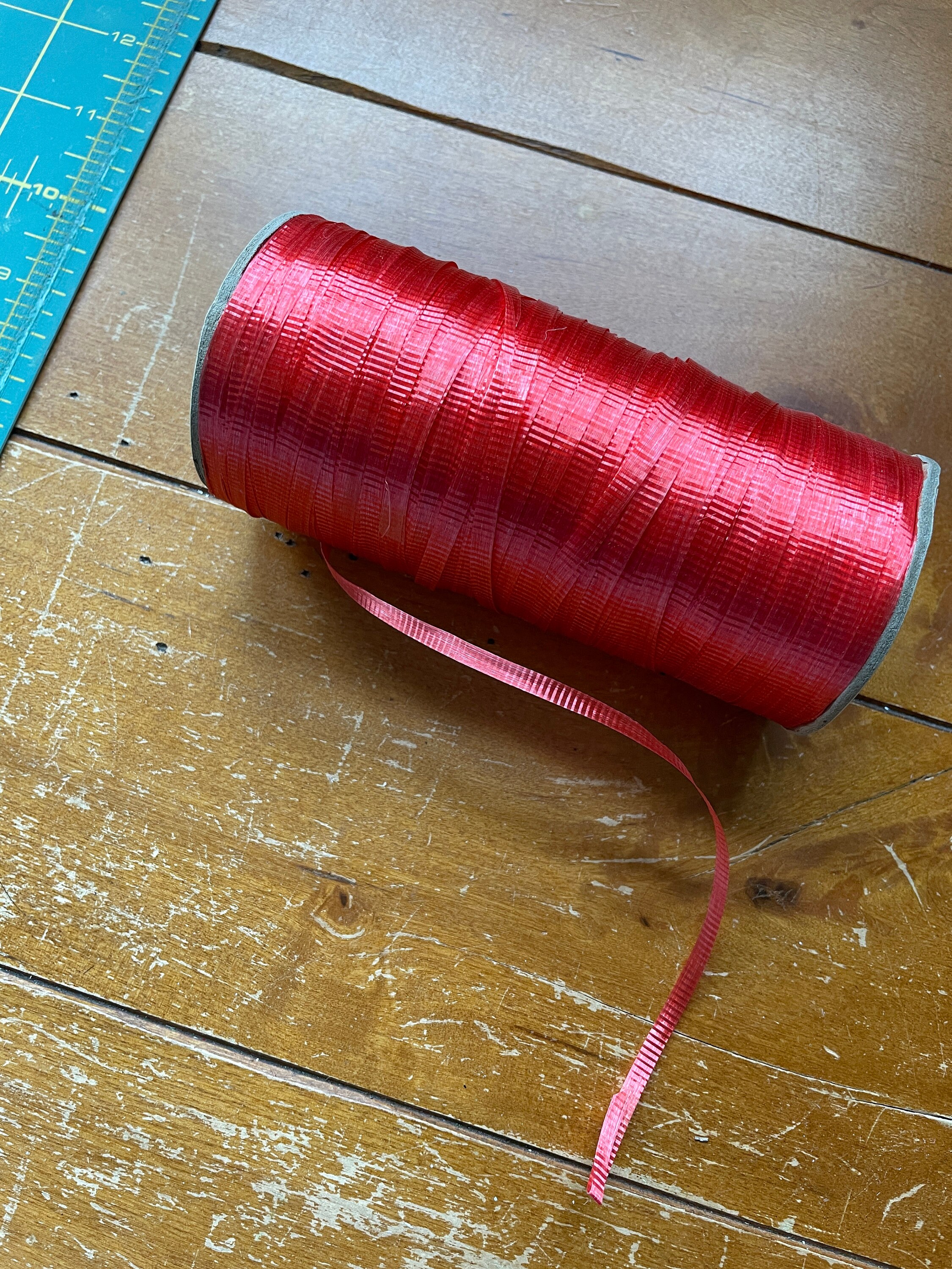 Vintage Ribbon Spool Red Rayon Curling Ribbon Crisp Curl 