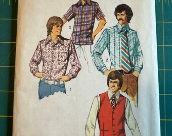 Simplicity 5047 Vintage Pattern - Mens Size 40 vest Shirts 70s