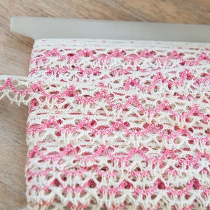 Pretty with Pink Lace - 3 yards Vintage Fabric Trim New Old Stock Crochet  Doll Making