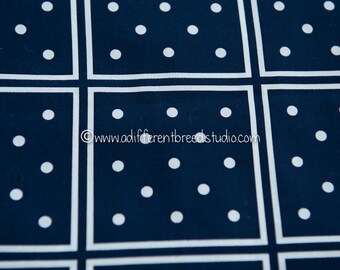 Classic Polka Dots - Vintage Fabric New Old Stock Navy Blue and White