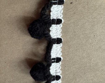3 yards Multi Colored -  Mod Vintage Pom Poms Ball Fringe 60s 70s New Old Stock Black and White Halloween