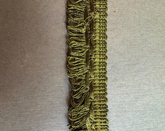 Elegant Loop Fringe - 3 yards Vintage Trim New Old Stock 60s 70s Avocado Green