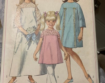 Simplicidad 6996 Patrón Vintage - Vestido de Niñas en Dos Longitudes Tamaño 2