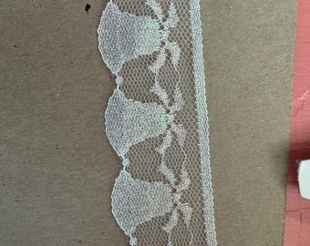 Bell Lace - Vintage Trim 80s New Old Stock Holiday Christmas Wedding Iridescent White