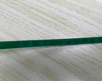 Vintage Green Velvet Ribbon - Christmas Holiday Thin