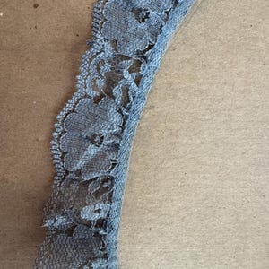 Blue Lace - 3 yards Vintage Fabric Trim New Old Stock Doll Making Gathered Ruffles Floral Ruffled