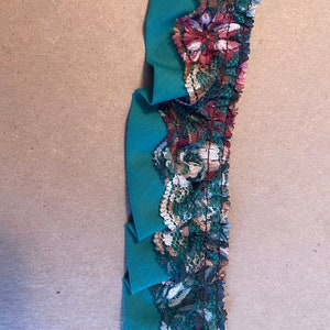 Teal Ruffle and Lace - 3 yards Vintage Fabric Trim New Old Stock Dolls Ruffles