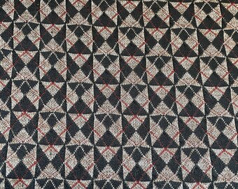Mod Geometric - New Old Stock  Vintage Fabric 60s 70s Shapes Black Rust