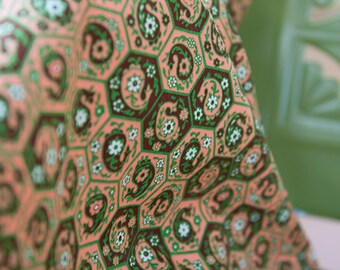 Fall Geometric Paisley- New Old Stock Vintage Fabric Mod Daisies 60s 70s Orange Brown Green