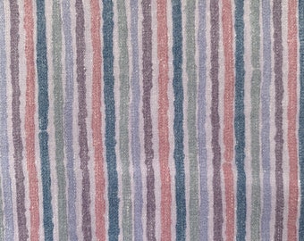 Rayas de colores - Tela vintage New Old Stock Purples Blues Rose Circus