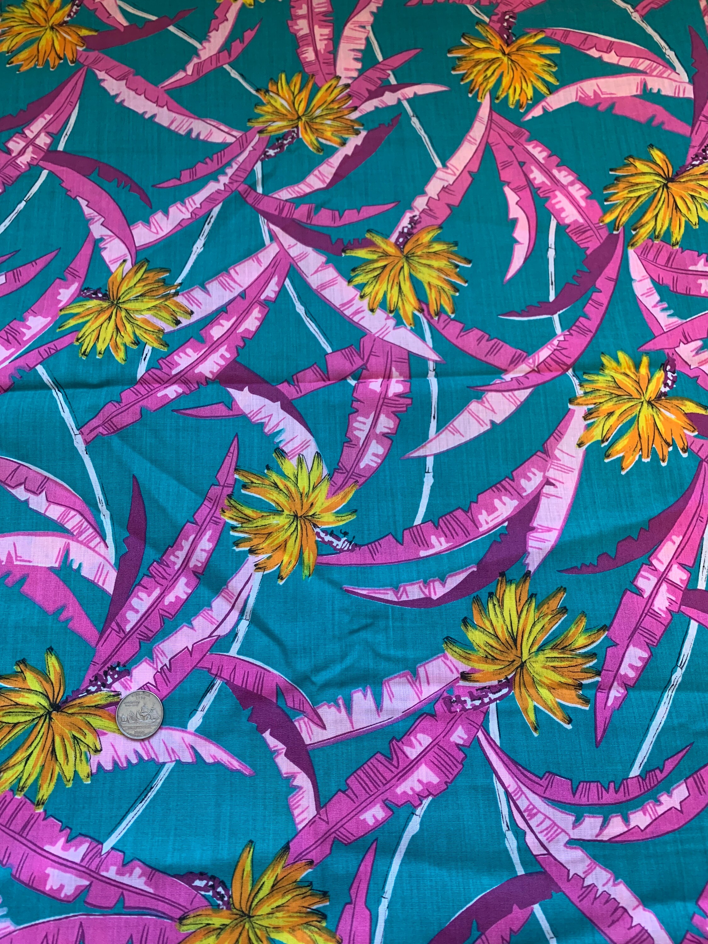 Tropical Bananas Novelty Vintage Fabric 80s New Old Stock | Etsy