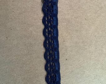 Navy Blue Lace - 3 yards Vintage Fabric Trim Dolls Costumes Apparel