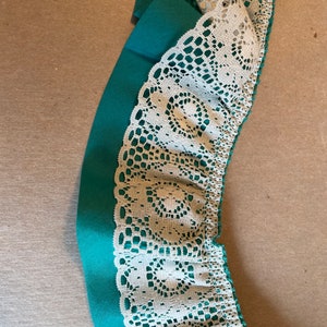 Teal Green Ruffle - 3 yards Vintage Fabric Trim New Old Stock Dolls Ruffles