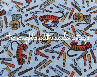 Leones y Tigres - Tela Vintage Nuevo Stock Viejo Novedad 70s Juvenile Animals Circus