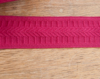 3 yards of Pink Vintage Trim - 80s New Old Stock Woven Fuchsia Geometric