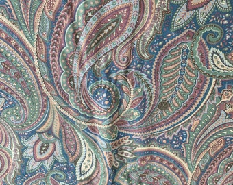 Big Paisley - Vintage Fabric 80s New Old Stock Decorator Cotton Curtains Upholstery
