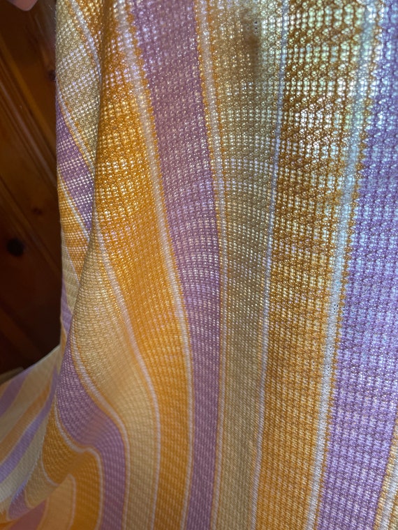Summer Sherbet Stripe Vintage Fabric 70s New Old Stock Textured Poly Knit  Purple Orange Yellow 