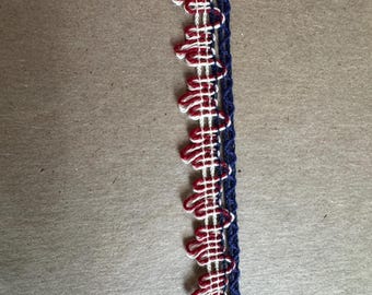 Vintage Patriotic Fringe Trim – Sewing Upholstery Fabric (3 Yards) Primitive Red White and Blue
