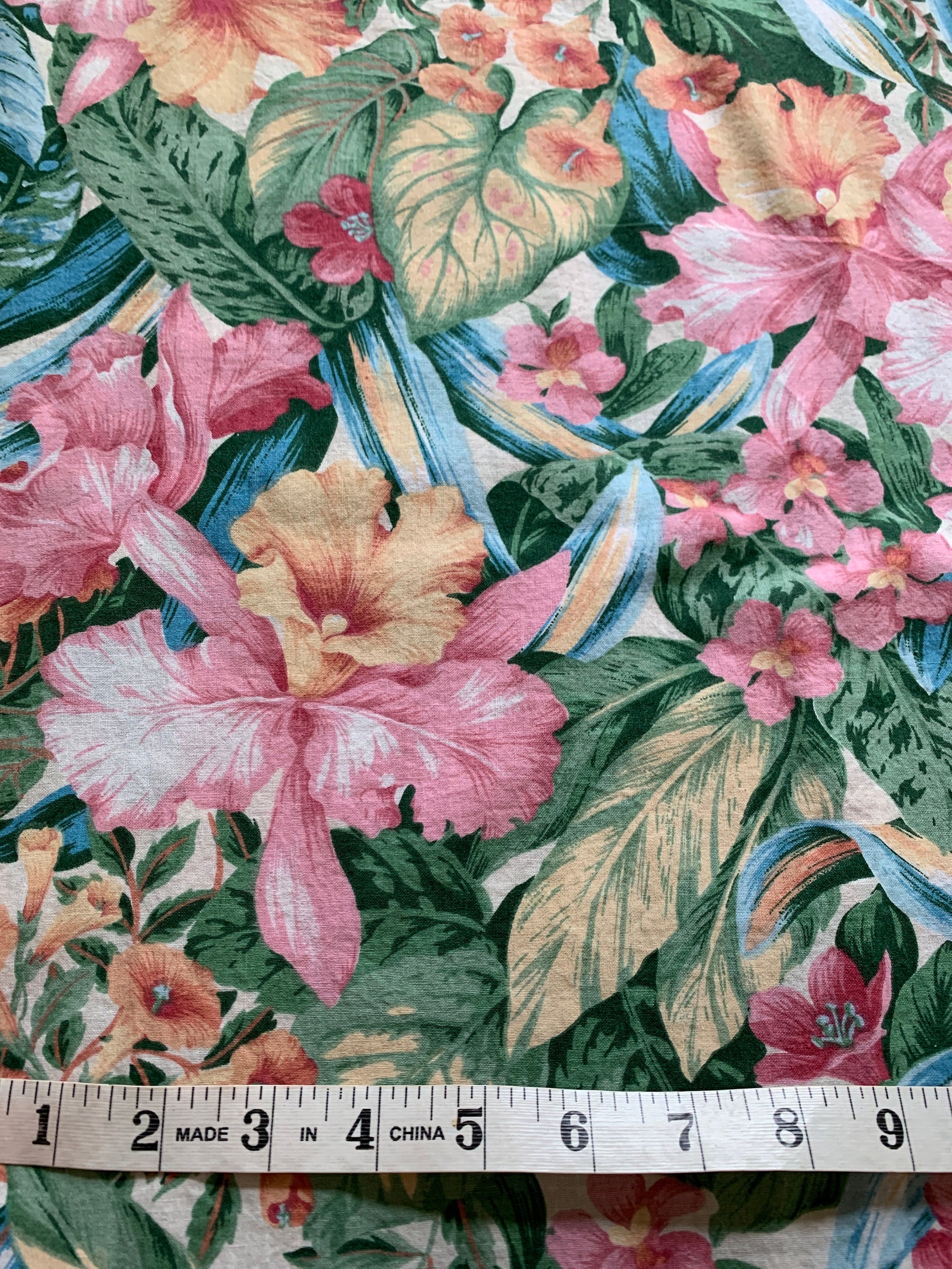 Pretty Tropical Novelty Vintage Fabric 80s New Old Stock Etsy