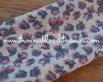 Pink and Purple Blooms - Vintage Fabric 36 inches wide 40s 50s New Old Stock Quilting Antique