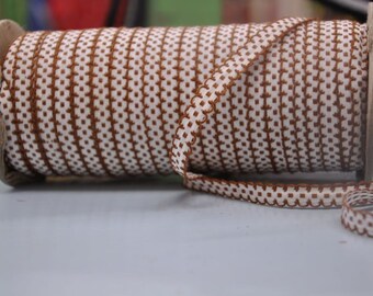 Dainty Little Brown  - 3 yards Vintage Fabric Embroidered Trim