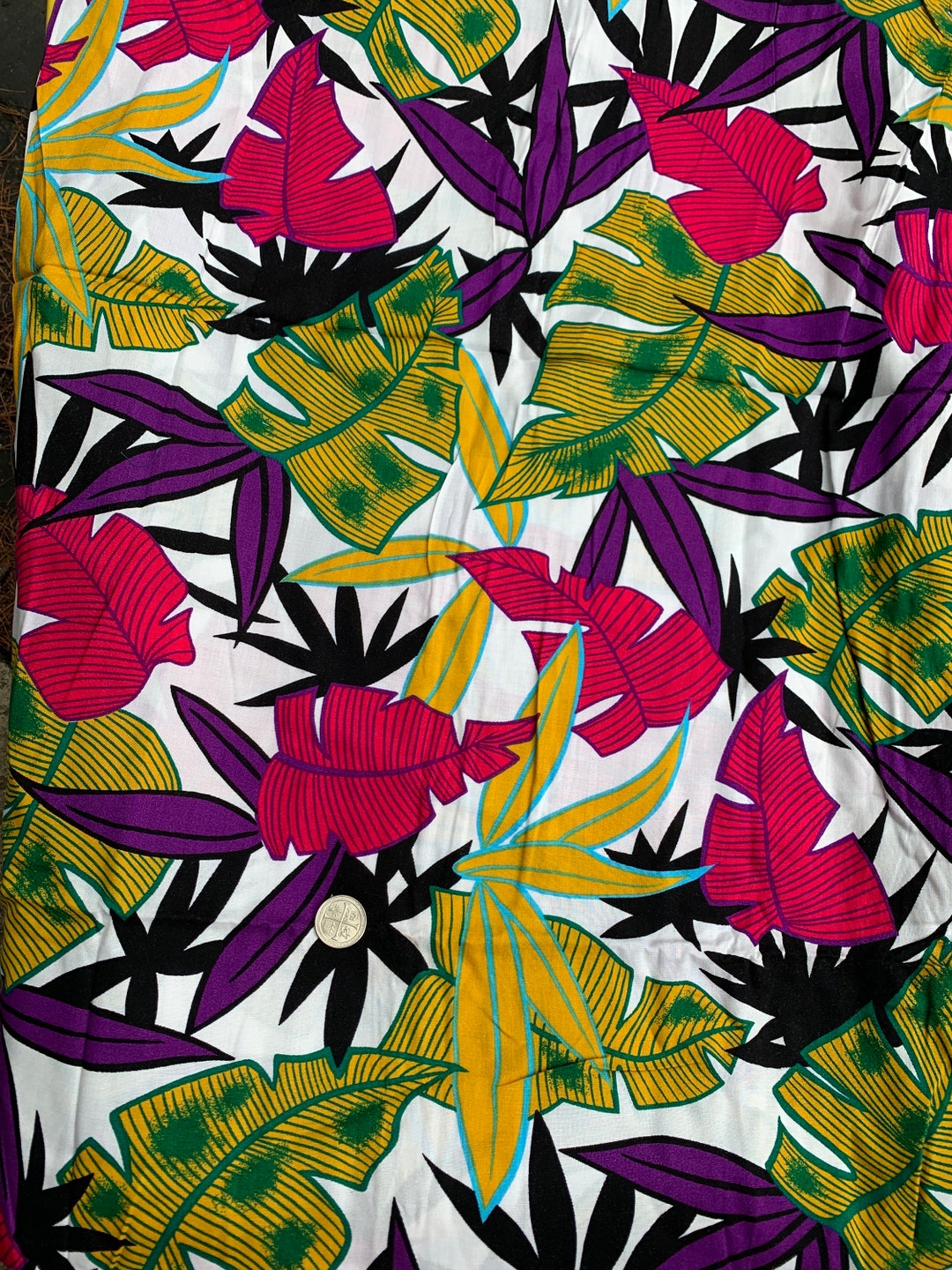Bold Tropical Novelty Vintage Fabric 80s New Old Stock Etsy