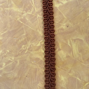 Brown Gimp - 3 yards Vintage Trim New Old Stock 80s Ribbon Upholstery Edging Braid