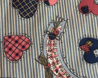 Corazones de patchwork - Tela vintage con rayas para San Valentín, fiestas campestres