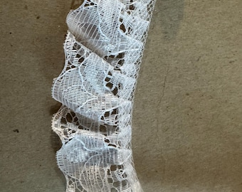 White Lace - 3 yards Vintage Fabric Trim New Old Stock Doll Making Costumes gathered