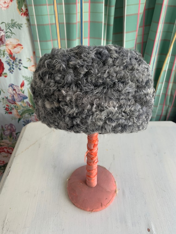 Vintage Gray Hat- Gorgeous Fake Fur Pillbox - image 1