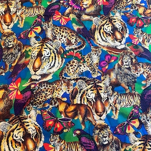 Big Cats Safari Vintage Fabric Animals Alexander Henry 90s - Etsy