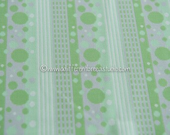 Lime Dots and Stripes- Vintage Fabric Whimsical Novelty New Old Stock 70s Geometric Polka Dots