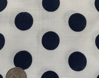 Lunares azul marino sobre blanco - Vintage Fabric Linen Big Dots