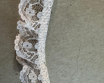Peach Gathered Lace - Vintage Trim 80s New Old Stock Ruffled Ruffles Dolls Doll Clothes Costumes