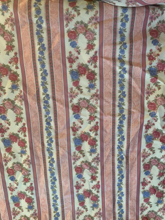 Rose Floral Stripe Vintage Fabric Novelty 80s Satin Shabby - Etsy