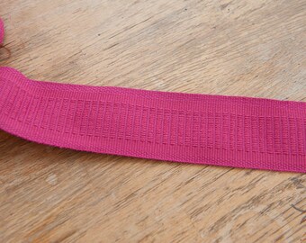 3 yards of Pink Vintage Trim - 80s New Old Stock Woven Fuchsia Geometric