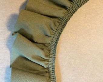 Avocado Green Ruffle- 3 yards Vintage Fabric Trim New Old Stock Dolls Ruffles Gathered Ruffled