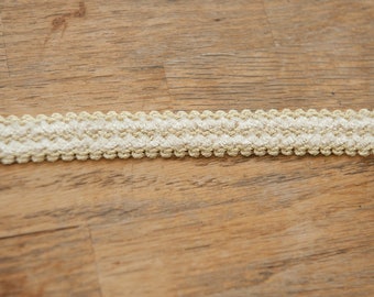 3 yards Vintage Trim-  Elegant Rayon Braid Upholstery Sewing New Old Stock Cranberry Ivory Light Gold