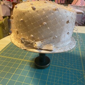 Vintage Floral Hat- 60s Roses Blush Champagne Rhinestone Veil Netting