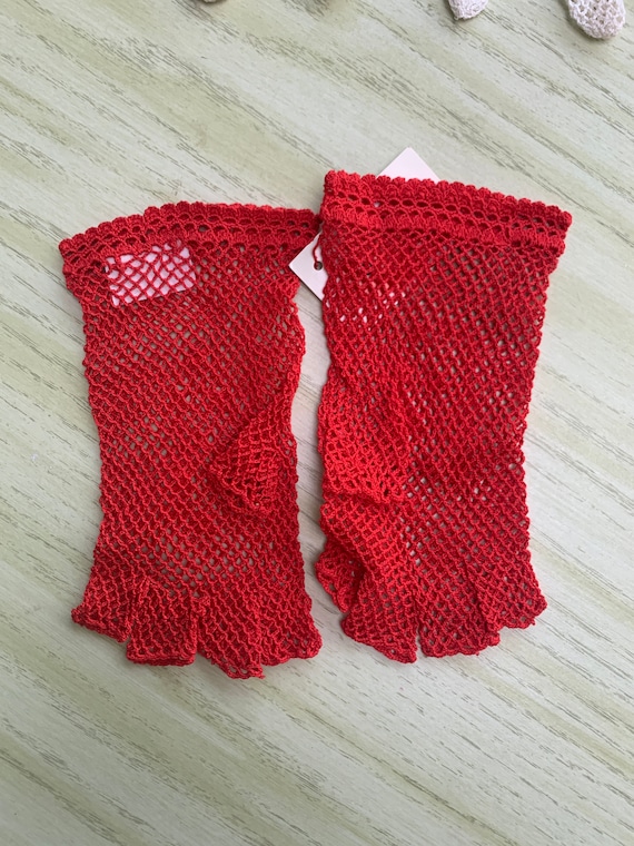 Vintage Lace Gloves - 80s Never Worn Madonna Red N