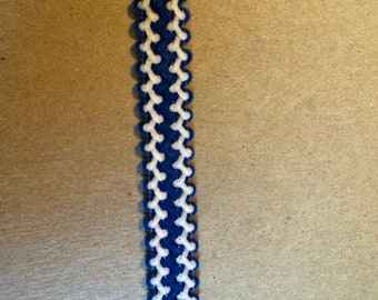 2,5 yardas Vintage Trim- Terciopelo de nailon lavable Royal Blue Zig Zag Diseño geométrico