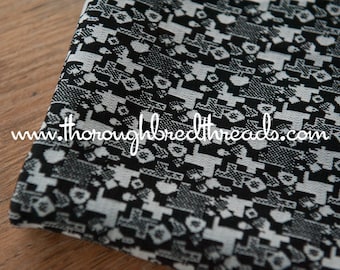 Mod Geometric - New Old Stock Vintage Fabric 60s 70s Gray Black